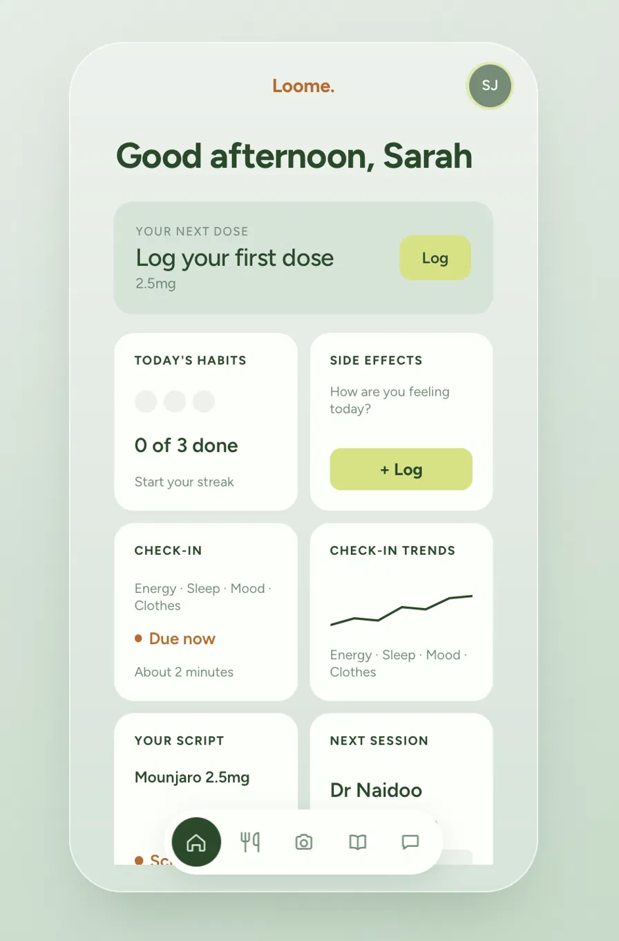 Loome app home screen